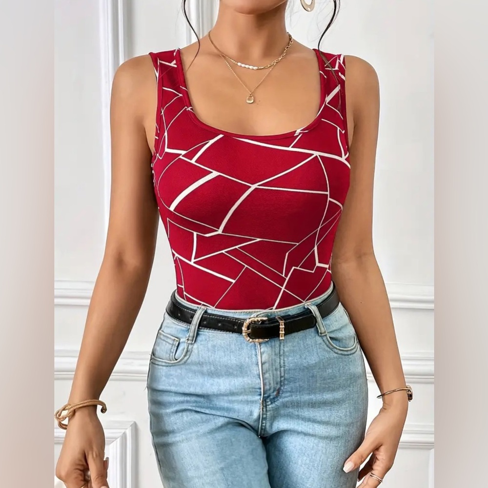 Vibrant Allover Print Crew Neck Tank Top - Soft, Breathable, Relaxed Fit